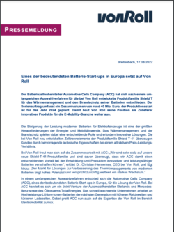 Pressemitteilung Batterie Start Up