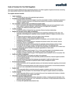 Verhaltenskodex Lieferanten Deckblatt